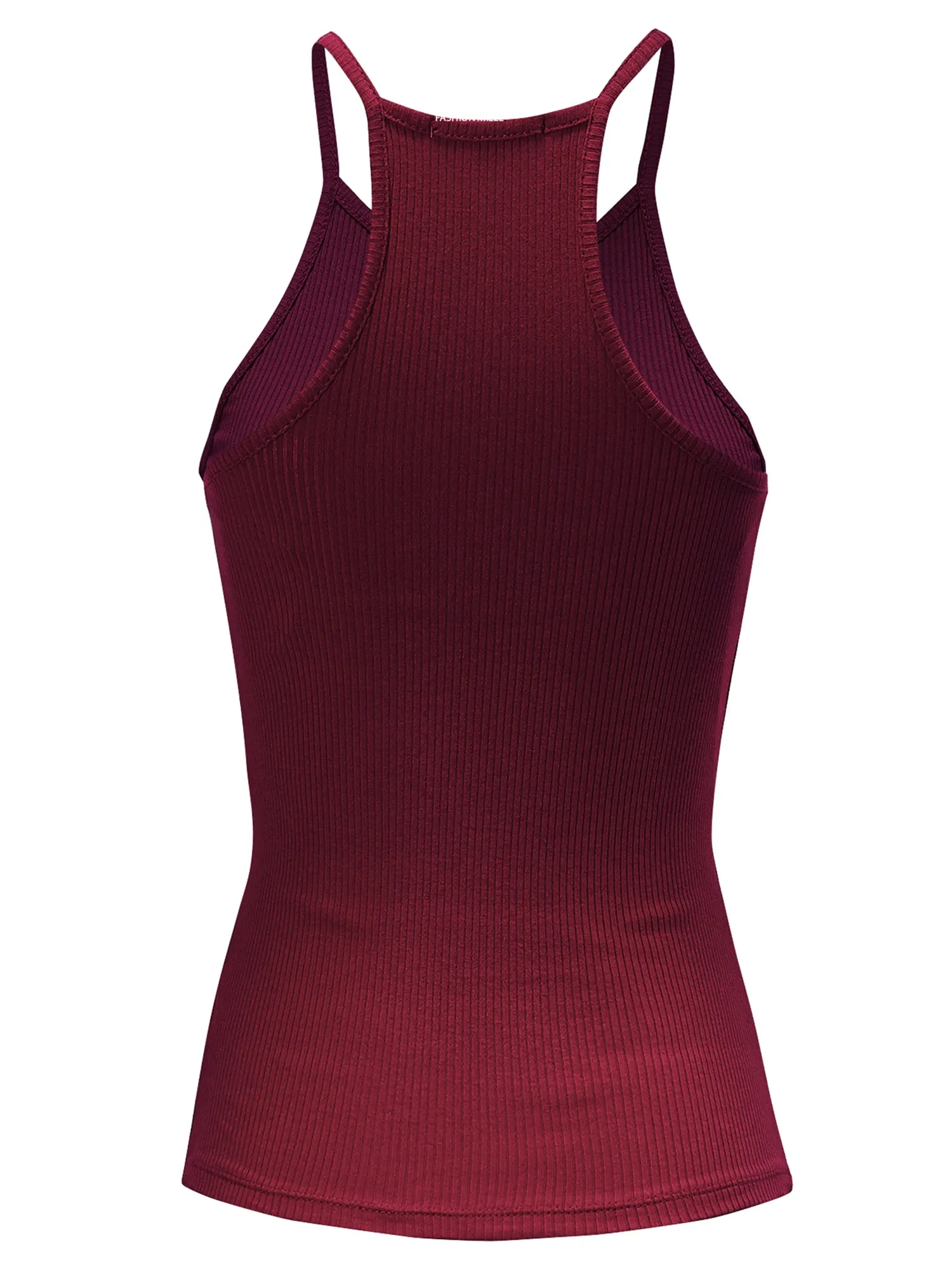 Women's Basic Ribbed Knit, High Neck Racerback Camisole Top (FWT1004)