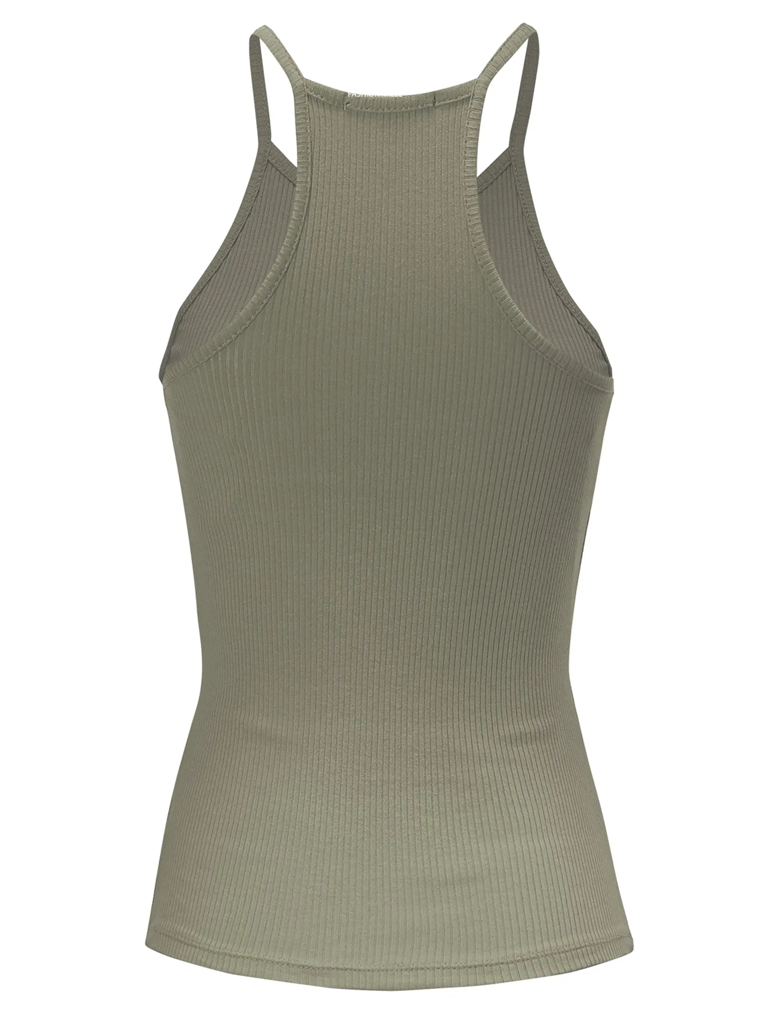 Women's Basic Ribbed Knit, High Neck Racerback Camisole Top (FWT1004)