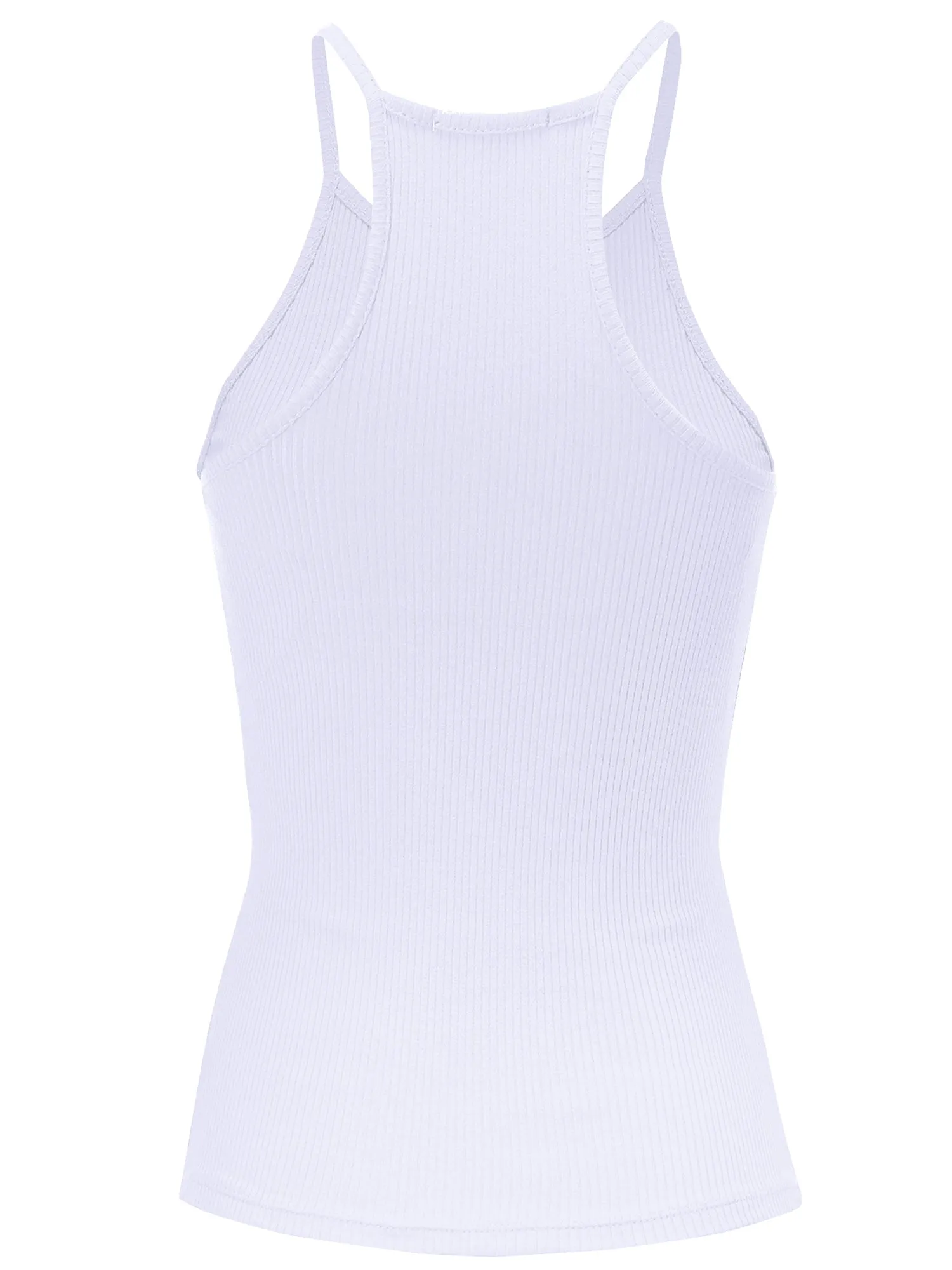 Women's Basic Ribbed Knit, High Neck Racerback Camisole Top (FWT1004)