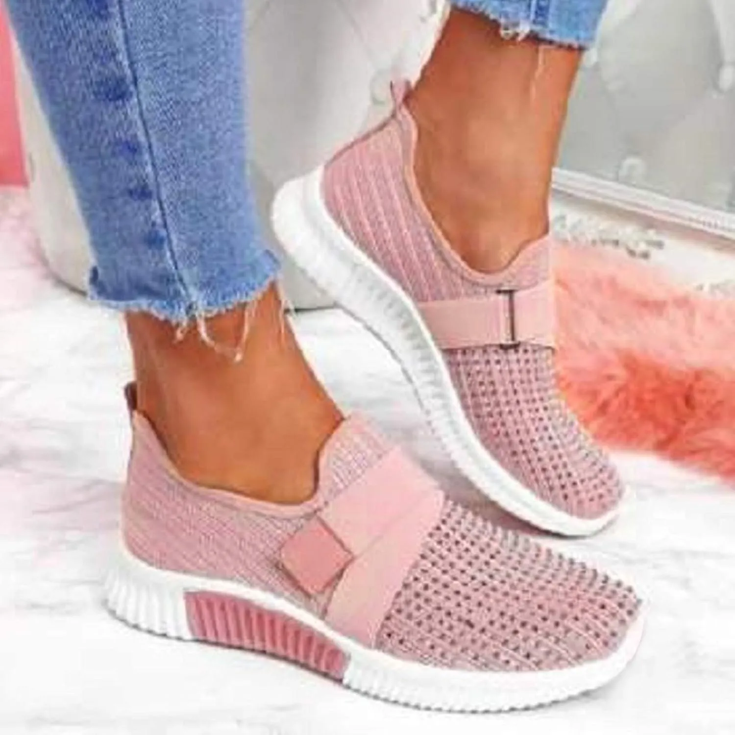 Women's Comfortable Working Shoes Walking Fitness Casual Sneaker Walking Sock Shoes Elastic Breathable Men Sneakers