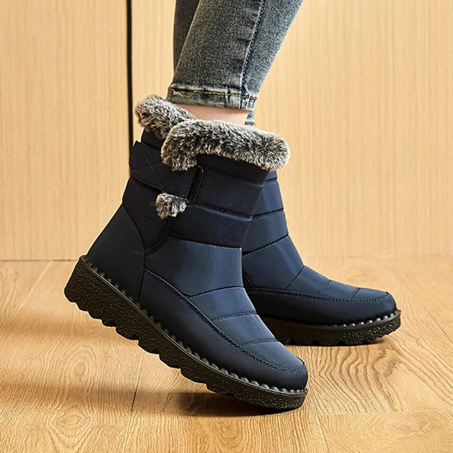 Womens Snow Boots Waterproof Adults Snow Boots Fall 2024 Women Winter Snow Boots Warm Fur Lined Short Slip On Boot Women Rain Boots Women Men Winter Booties