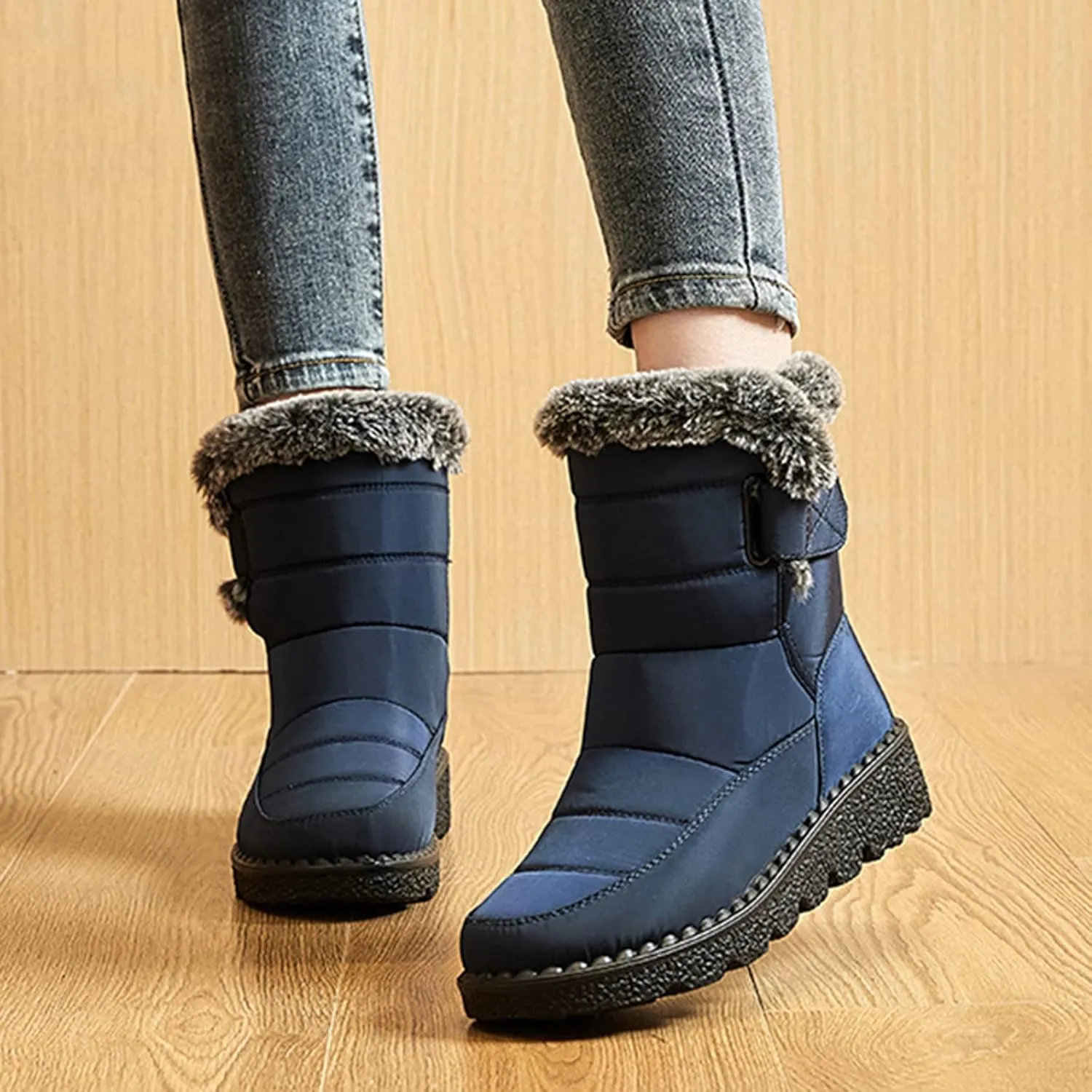 Womens Snow Boots Waterproof Adults Snow Boots Fall 2024 Women Winter Snow Boots Warm Fur Lined Short Slip On Boot Women Rain Boots Women Men Winter Booties