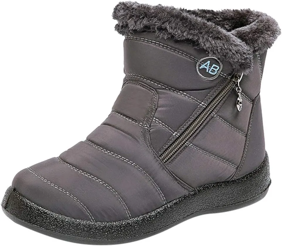 Women's Snow Boots Winter Cold Proof Insulated Ankle Short Booties Lightweight Plus Velvet Warm Fleece Boots