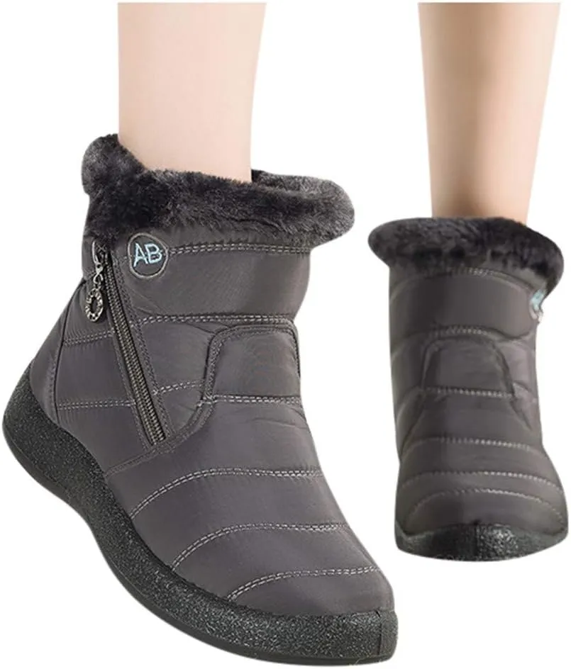 Women's Snow Boots Winter Cold Proof Insulated Ankle Short Booties Lightweight Plus Velvet Warm Fleece Boots
