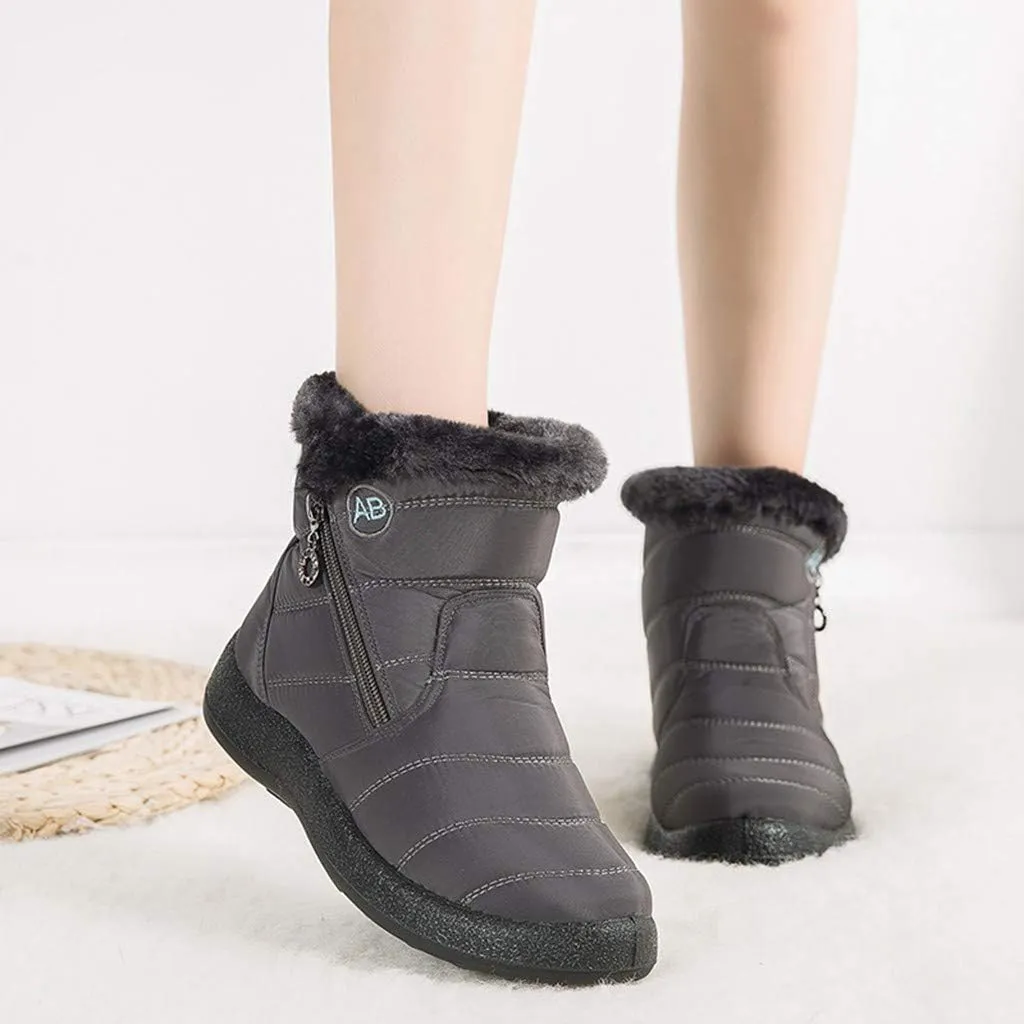 Women's Snow Boots Winter Cold Proof Insulated Ankle Short Booties Lightweight Plus Velvet Warm Fleece Boots