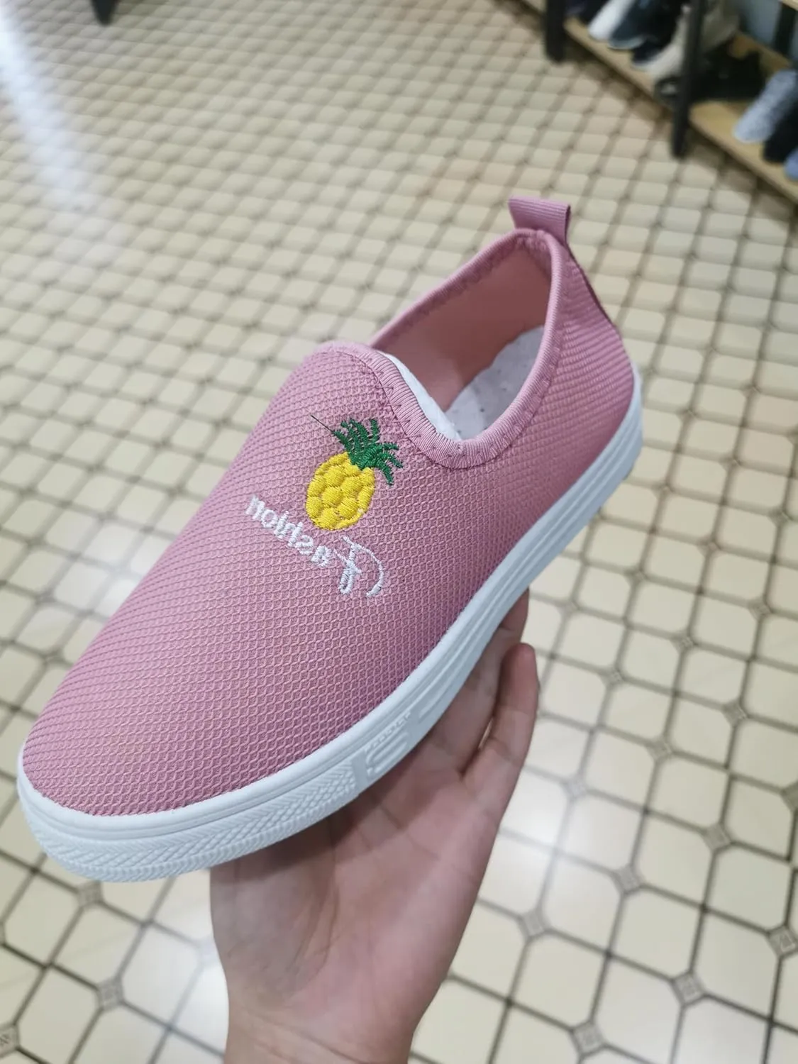 Women's Walking Running Shoes Lightweight Slip On Tennis Workout Gym Shoes Loafers, Walking Shoes, Court Sneakers, Slow Walking Shoes (Pink & White)